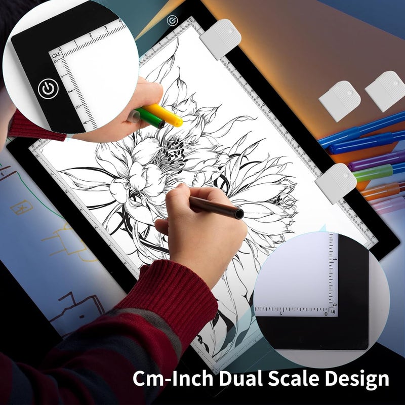 Elice A3 LED Light Box for Tracing, Artist Drawing Lightbox Light Table Light Pad Light Copy Board, Up to 8000 Lux Super Bright Lightpad for Cricut Weeding Vinyl, Diamond Painting, Sketching (Black) - Image 3